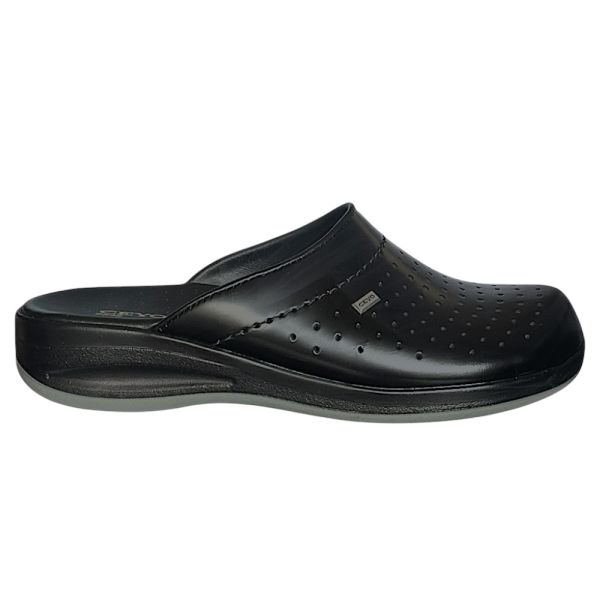 Ceyo 9844-1 Siyah Kadın Deri Anatomik Taban Sabo Terlik