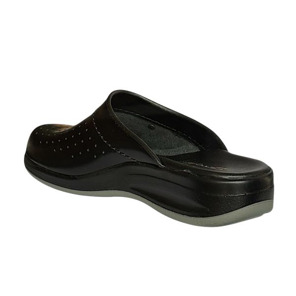 Ceyo 9844-1 Siyah Kadın Deri Anatomik Taban Sabo Terlik