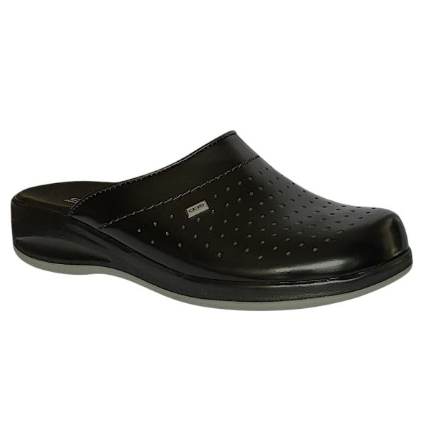 Ceyo 9844-1 Siyah Kadın Deri Anatomik Taban Sabo Terlik