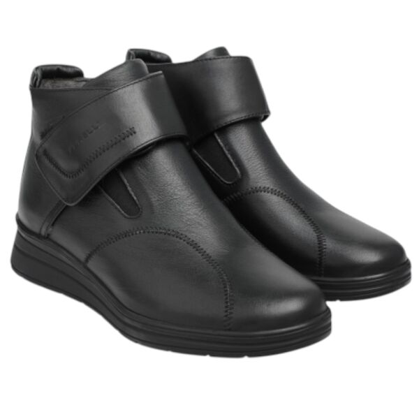 Forelli 21352-H Peykan Siyah Kadın Comfort Deri Hallux Bot