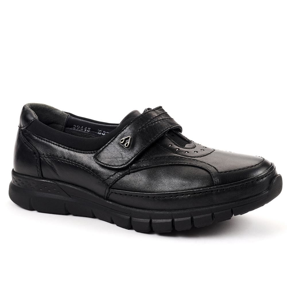 Forelli 29445-G Iris Siyah Kadın Comfort Deri Ayakkabı