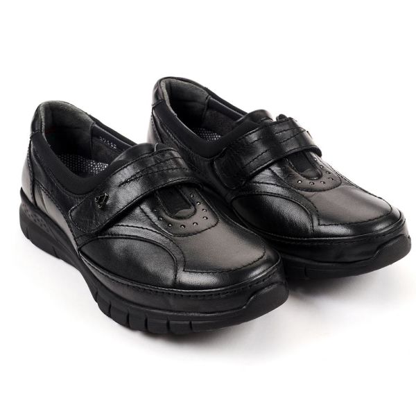 Forelli 29445-G Iris Siyah Kadın Comfort Deri Ayakkabı