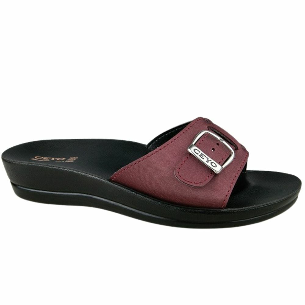 Ceyo Minerva Tokalı Bordo Kadın Terlik