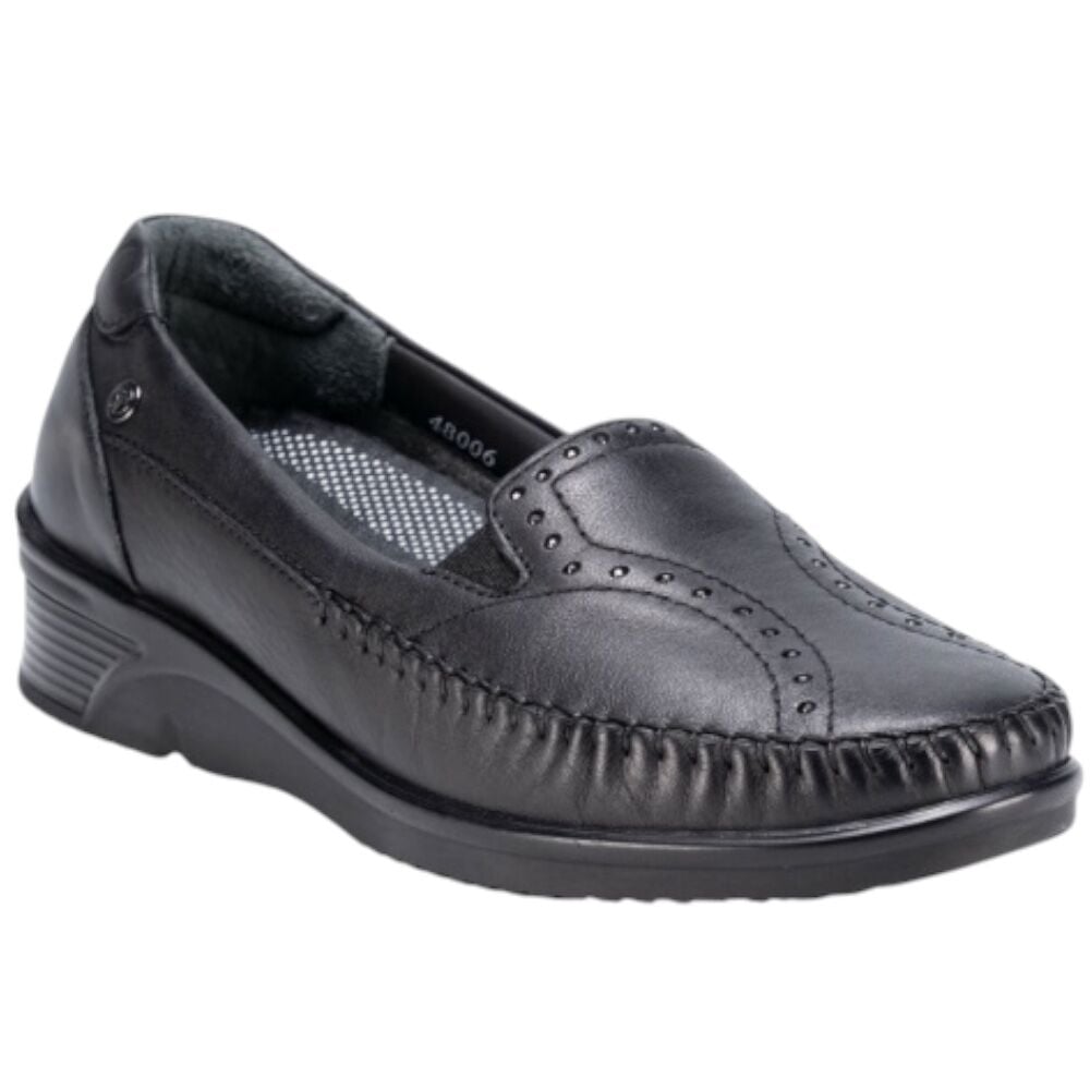 Forelli 48006-H Erva Siyah Kadın Comfort Deri Ayakkabı