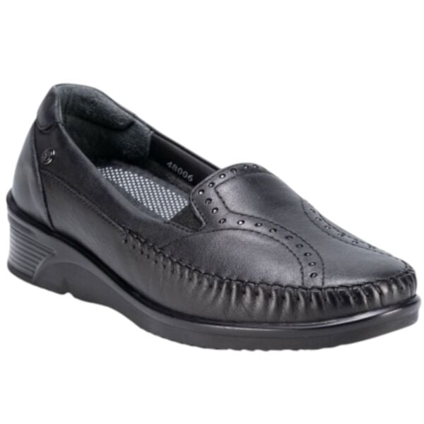 Forelli 48006-H Erva Siyah Kadın Comfort Deri Ayakkabı